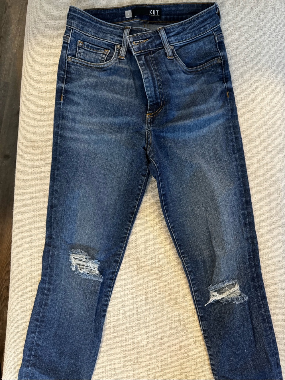 Kut from the Kloth Dark Blue Distressed Skinny Jeans